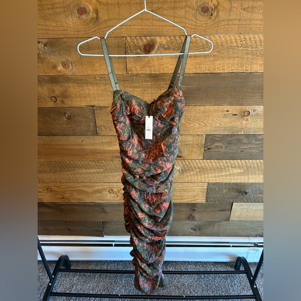 Banana Republic Green and Orange Midi Dress